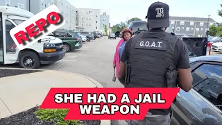 She wanted to hit me with her homemade jail weapon (Repo)