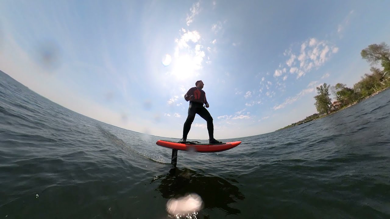 Learning to eFoil Using a Lift 3F on Lake Ontario near Millhaven Ontario Canada  