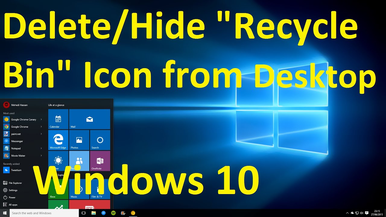 Windows 10 How To Delete Recycle Bin Icon From Desktop YouTube