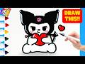 How to Draw Kuromi Holding a Heart 💜❤️  Cute Valentine Drawing for Kids
