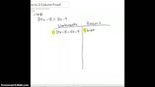 Algebraic Two-Column Proof