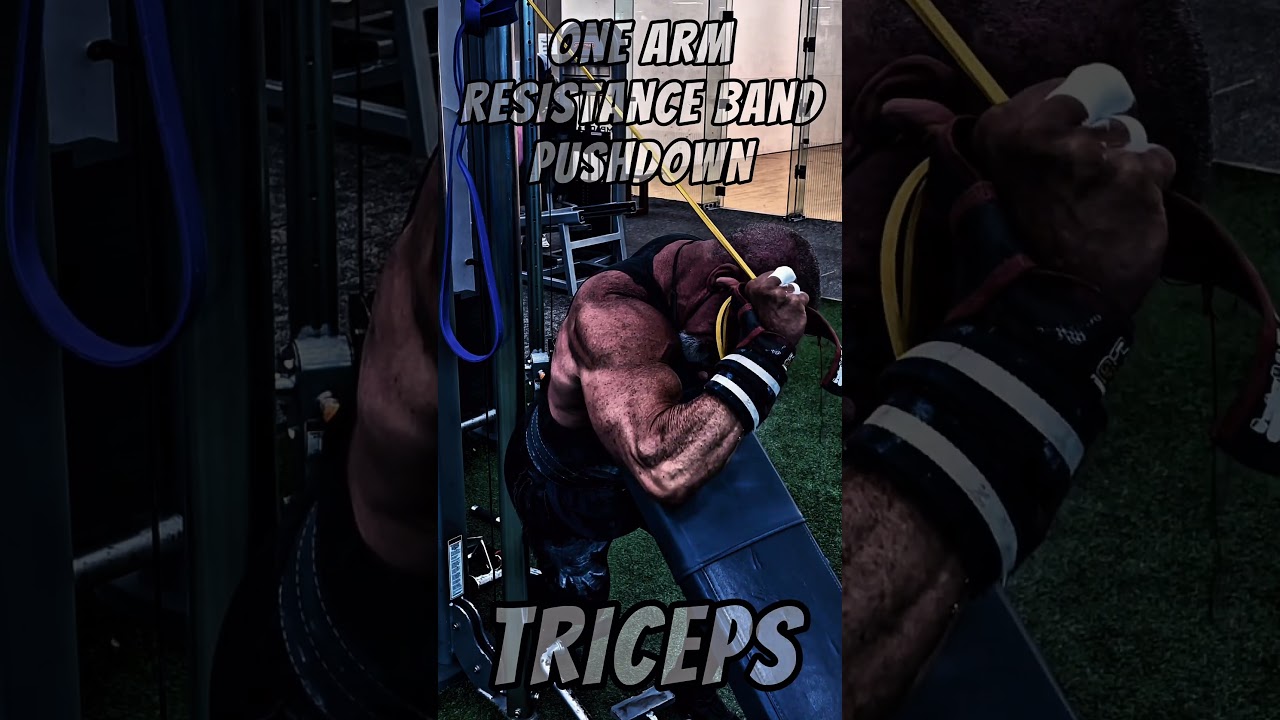 ONE ARM RESISTANCE BAND PUSHDOWNS FOR TRICEPS #workout #triceps #workouttips #motivation #PUSHDOWNS