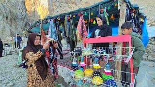 🏕️❄️ Setting up a nomadic tent: Traveling to a snowy mountain 🌊🏔️ and buying a scarf