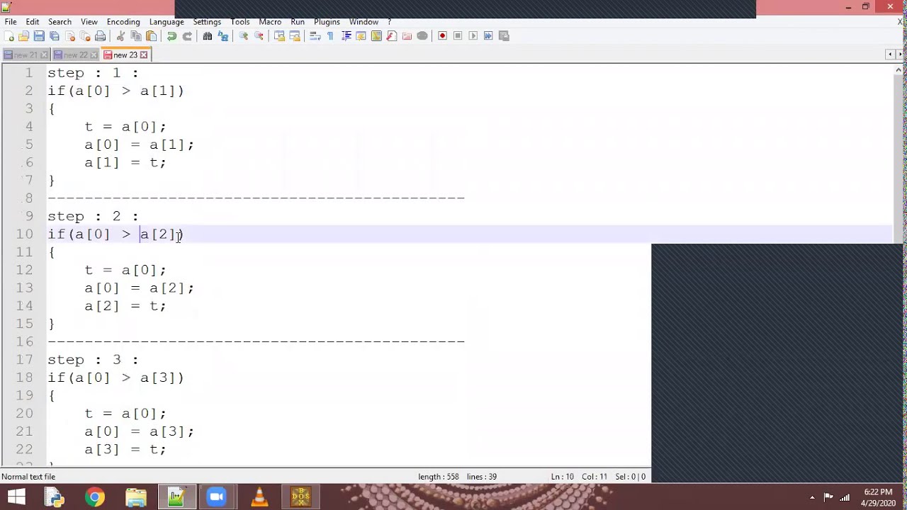 Sorting array program 1 youtube