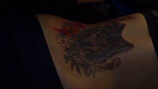 Wolf+Flower Tattoo