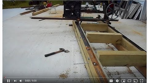 Manual pusher band sawmill under $500. walk beside track build