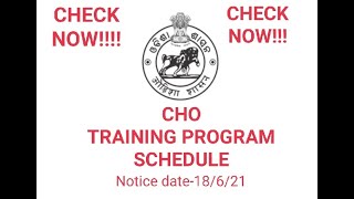 CHO #TRAINING PROGRAM SCHEDULE FOR #OSSSC #NURSING #OFFICER #ODISHA #BBSR #TRENDING