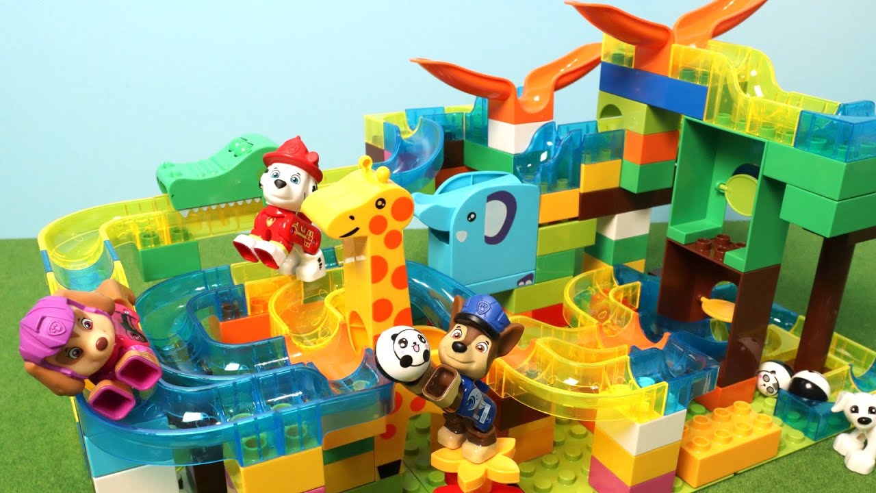 ⁣パウパトロールが組み立てる マーブルブロックコースター　Marble Run Building Blocks