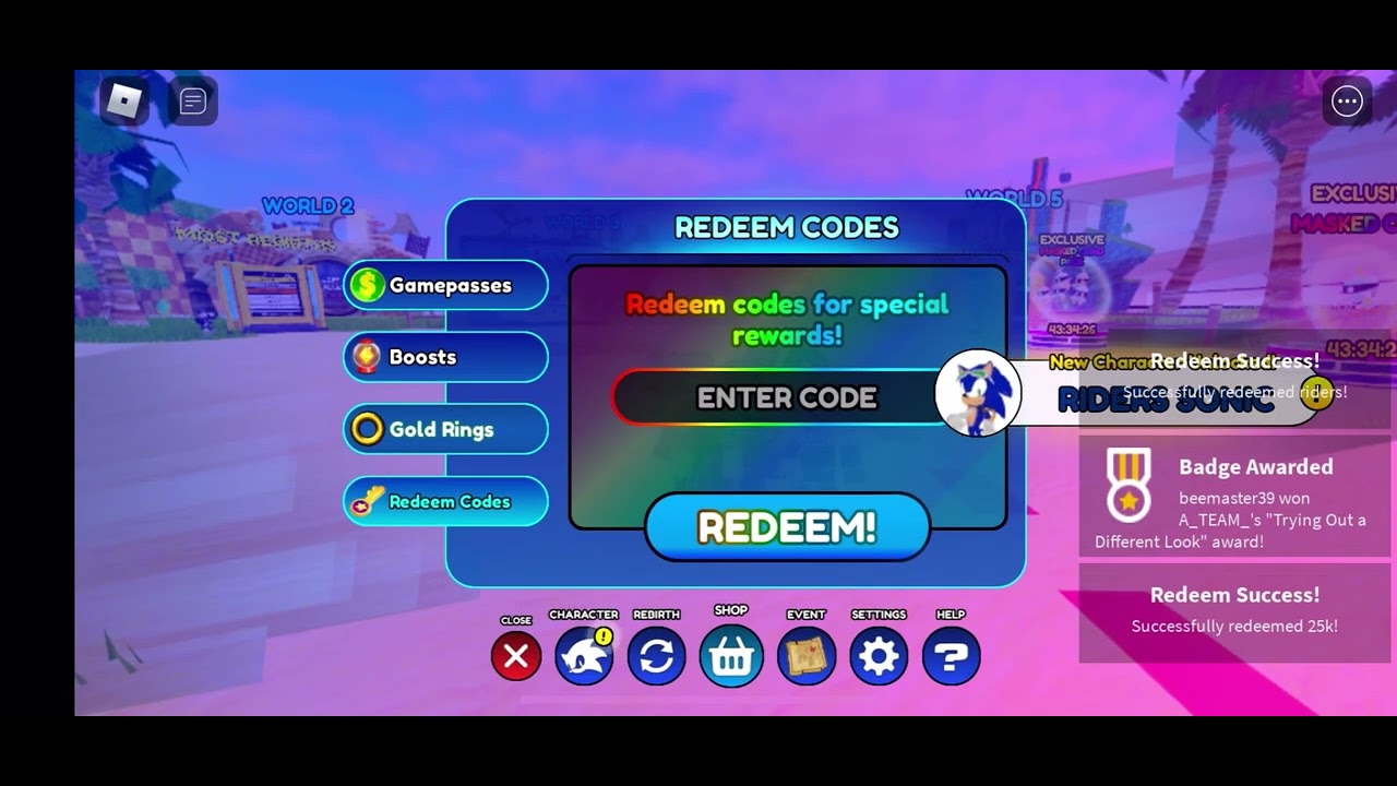 ALL CODES FOR SONIC SPEED SIM Roblox YouTube