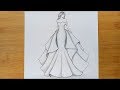 How to draw a girl with Beautiful Dress for Beginners / pencil sketch step by step