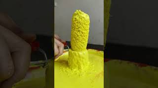Yellow paint roller, relaxing visual experience
