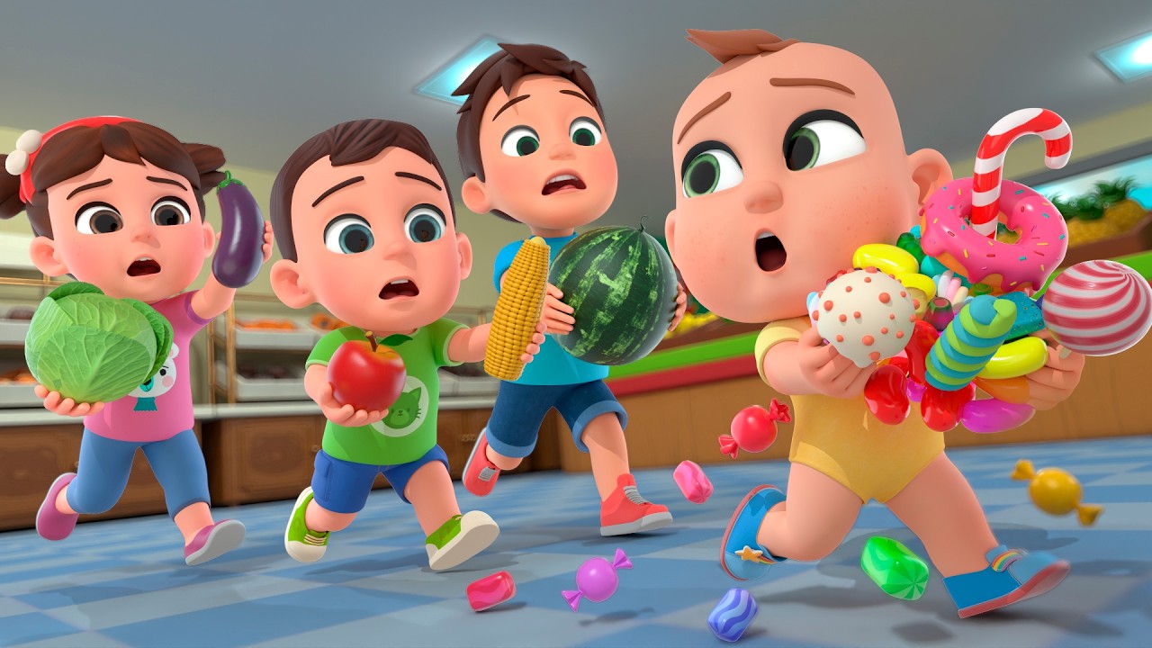 Johny Johny Yes Papa 🍎 Healthy Grocery Shopping Song! 🛒 | Lalafun Nursery Rhymes & Kids Songs