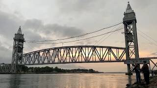 Cape Cod Train Bridge going down for Cape Flyer Cape Cod Canal Train Bridge
