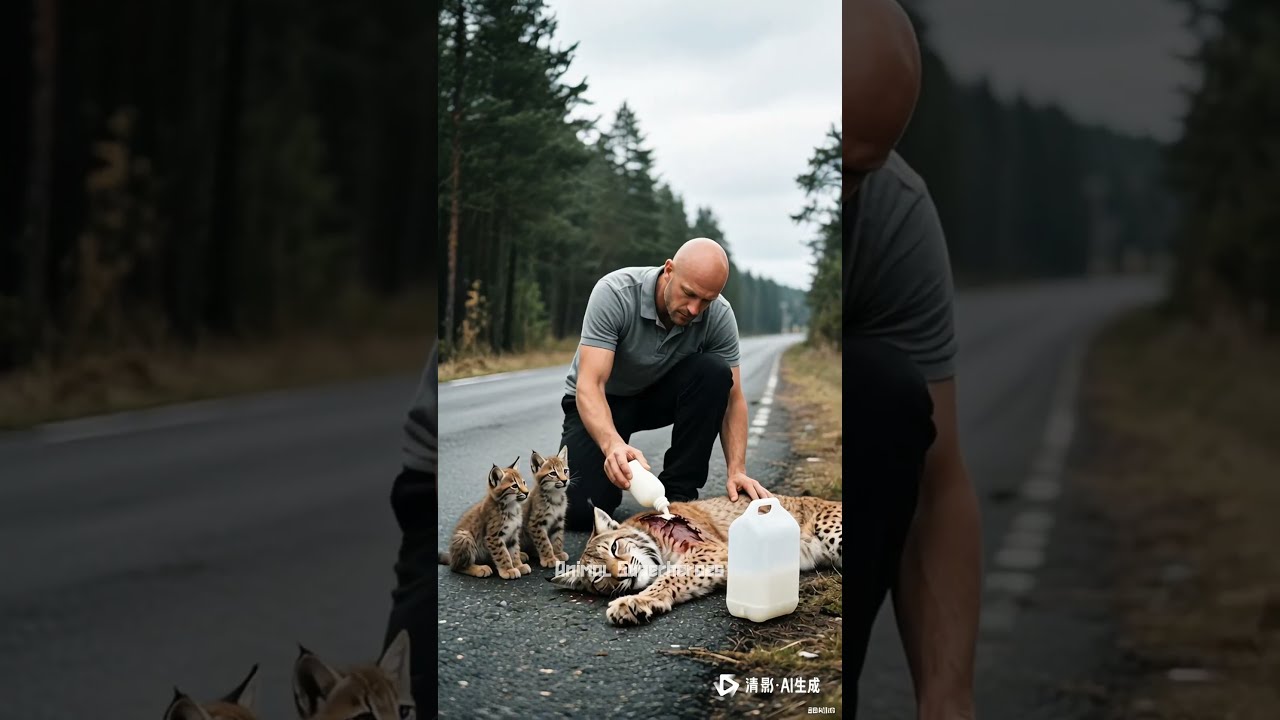 A Kind Man Helped Sick Lynx And Her Kids On The Roadside Heartwarming Story