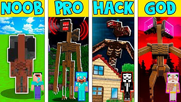 NOOB vs PRO vs HACKER vs GOD : SCARY SIREN HEAD MOB CHALLENGE in MINECRAFT ! AMV SHORT Animation