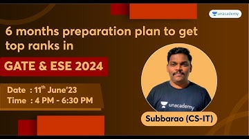 6 Months preparation plan to get top ranks in GATE & ESE 2024 | Subbarao sir #computer_science