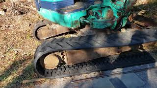 How to change a rubber or steel track on a Komatsu PC45R-8 PC45 excavator track hoe. VIDEO 1 OF 3