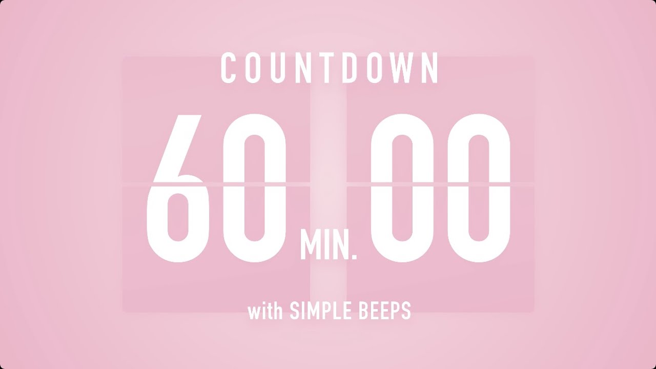 60 Min  1 Hour  Countdown Flip Clock Timer  Simple Beeps 