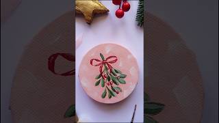 Easy mistletoe painting 🎀🎄 full tutorial linked here ✨🔗#art #painting #christmas