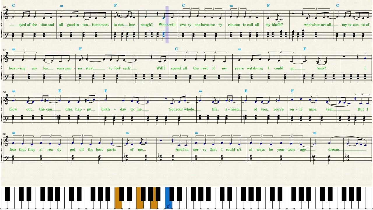 Olivia Rodrigo — teenage dream (Piano Sheet Music) - YouTube
