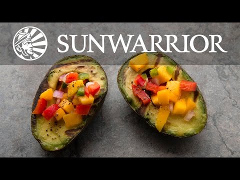 Sunwarrior Vegan Recipe: Grilled Avocados with Mango Salsa