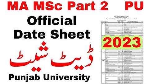 MA MSc part 1,2 official date sheet updated on pu official website recently