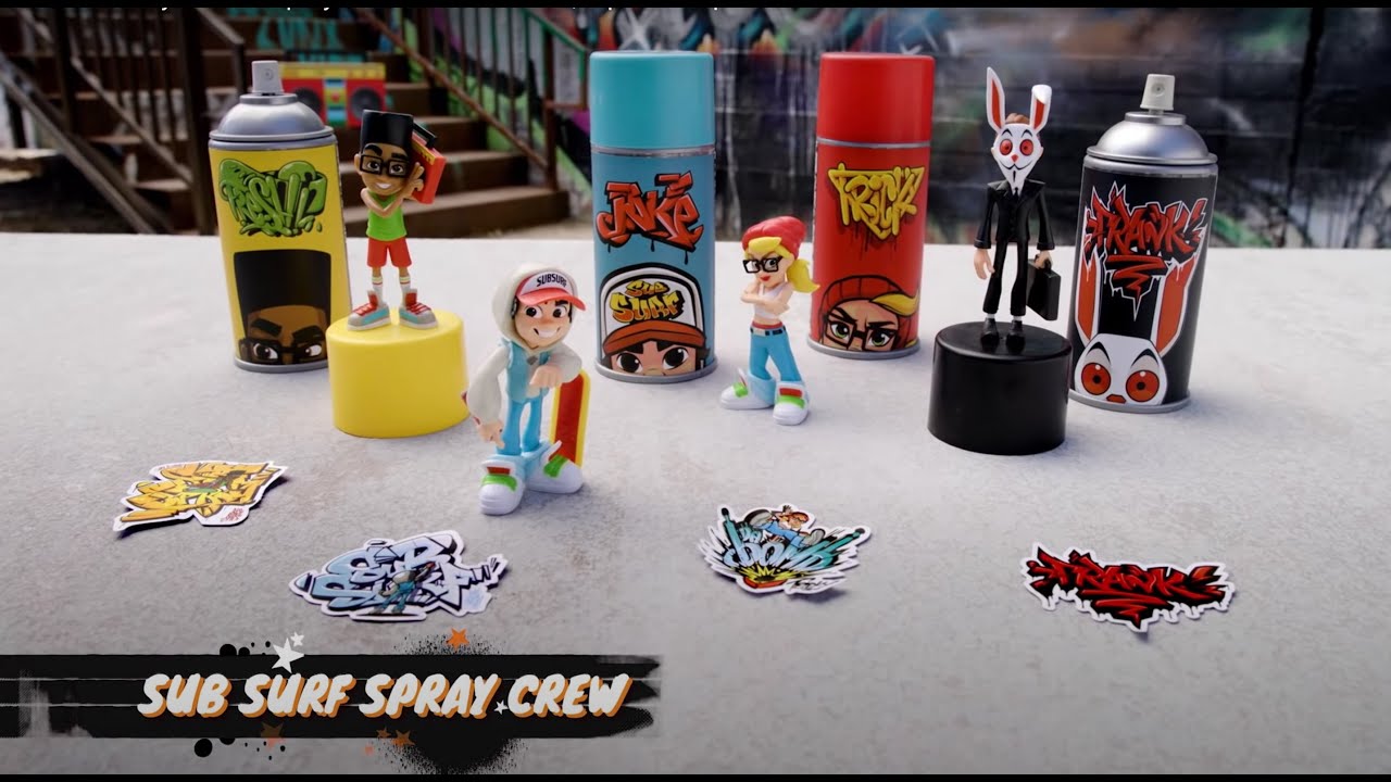 SUBWAY SURFERS Game Sub Surf Spray Crew 4 VINYL FIGURE Jake Spray Can  *NEW*