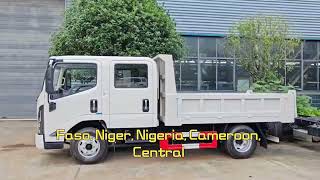 We export Jiangling JMC double-cab mini dump trucks, bulk shipments available.