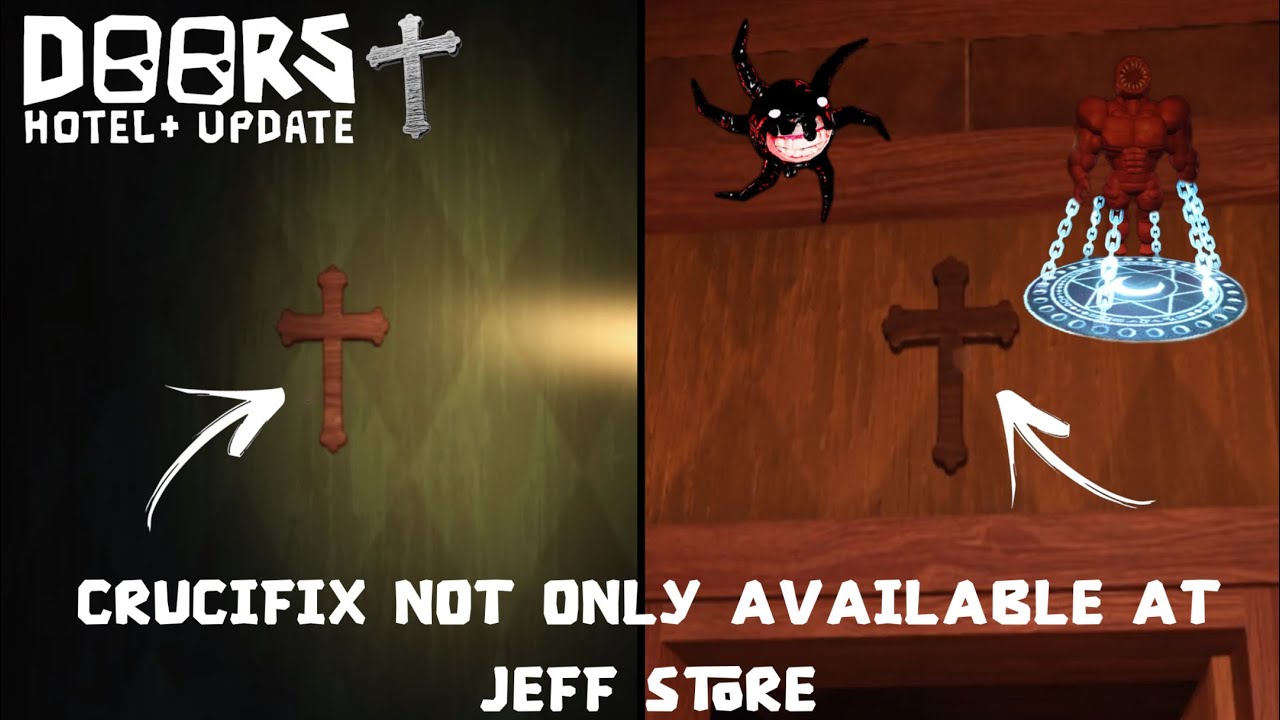 DOORS: Hotel Update - All CRUCIFIX Uses + New Monsters Jumpscares (Roblox  Showcase) 