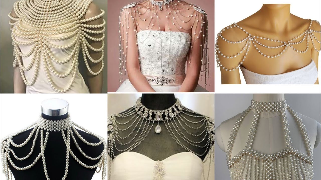 wedding shoulder necklace pearl shoulder jewellery for bride 