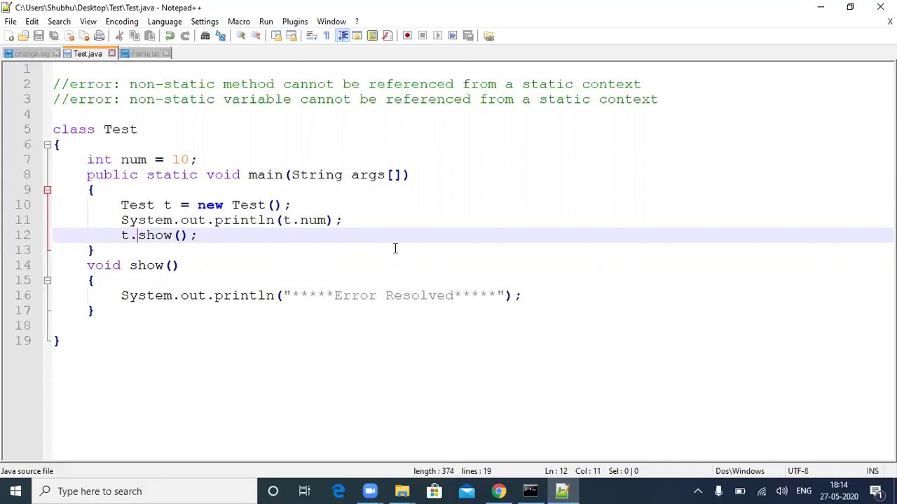 How To Resolve Error: Non-Static Variable/Method Cannot Be Referenced From A Static Context