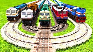 CRAZY HIGH SPEED TRAINS VS DOUBLE DIFFICULT ROTATING RAILWAY TRACKS|Train Simulator|Raikworks TV|
