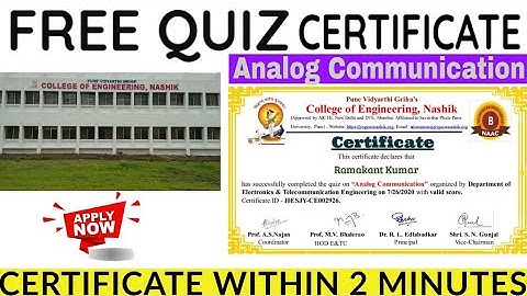 Free Quiz Certificate | Analog Communication | Get Certificate Within 2 Minutes