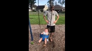 Little Baby Spins Fast While Sitting In A Swing After Dad Twist The Chains