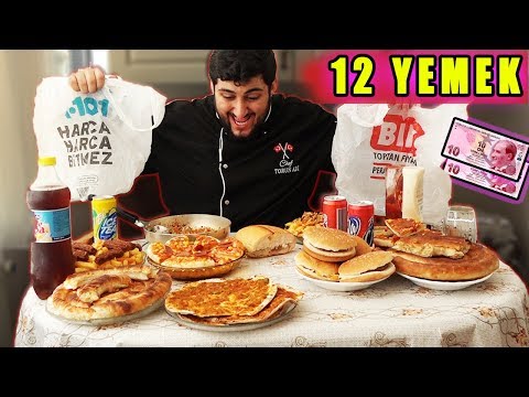 BİM ve A101'DEKİ BÜTÜN YEMEKLERİ YEMEK !(KOKOREÇ,HAMBURGER,PİZZA,DÖNER)