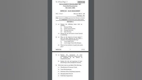 MMPM 002 question paper Dec 2022  #sales #salesmanagement #shorts