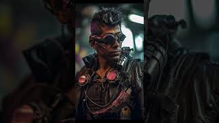 Cyberpunk hunter by Ai #cyberpunk #hunter #ai #style #boy #cool #brutal #futuristic #shorts