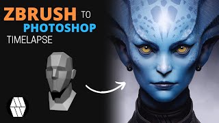 ZBrush to Photoshop Timelapse - 'Alien Bust' Concept