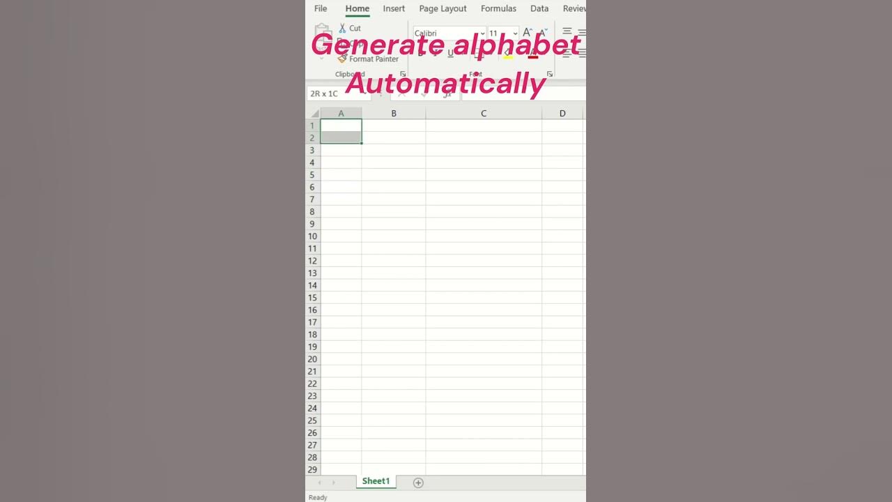 Generate alphabets automatically excel youtubeshorts today 