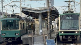 江ノ電鵠沼駅付近にて江ノ電1101f+1001fと22f+2003f 2026年6月6日撮影