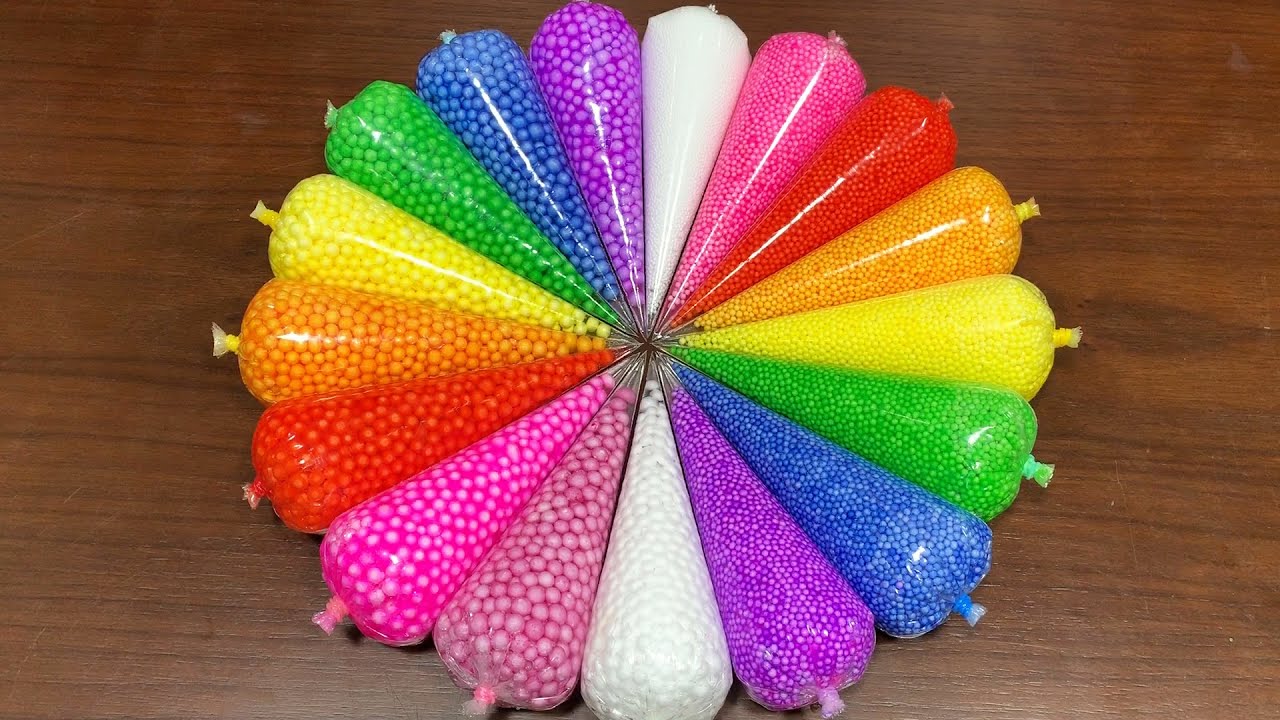 FOAM AND MINI FOAM Making Crunchy Foam Slime With Circle Piping Bags