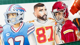 Drawing NFL PLAYERS Compilation! 🏟️ 🏈