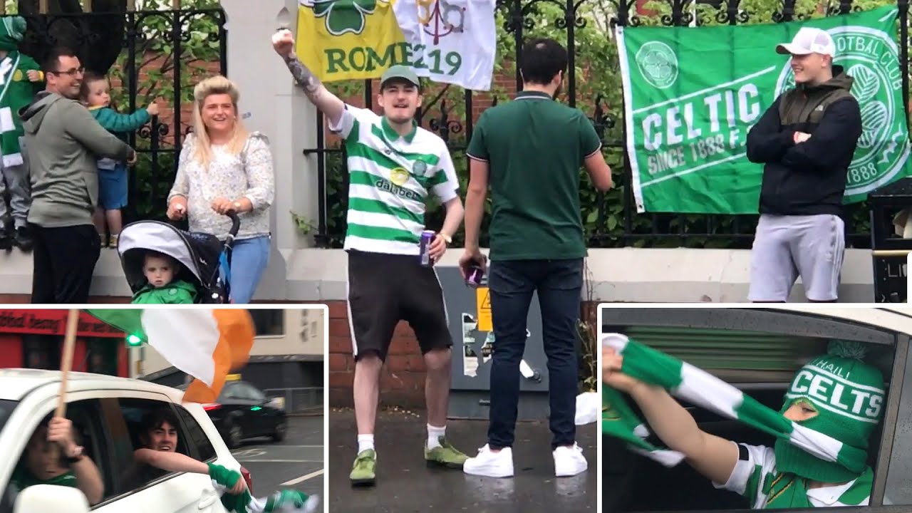 Celtic Fans Celebrate In Belfast After Being Crowned Champions Of The