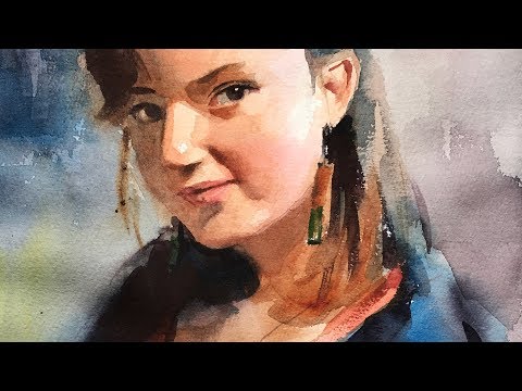 Watercolor portrait painting of Katie - full lesson - Watercolor portrait painting of Katie - full lesson