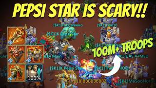 Lords Mobile - PEPSI STAR 5 emperor pieces against 100m+ troops. Zeroed in few seconds screenshot 1