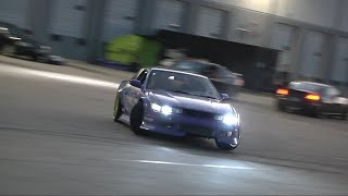 WAREHOUSE DRIFTING with friends COPS PULLED UP #nissan #drift #drifting #s13 #silvia #350z #driftcar