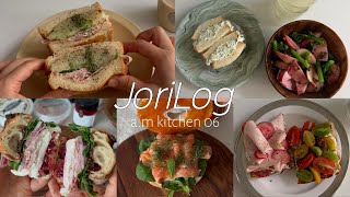 am 06 | 간단하지만 맛있는 아침메뉴 5가지, 감자샐러드빵, 차지키소스, 복숭아렌틸콩 샐러드, 연어베이글, 오픈토스트 | 건강한데 맛있다