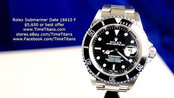 Rolex Submariner Date 16610 F Solid End Link (SEL) No Holes