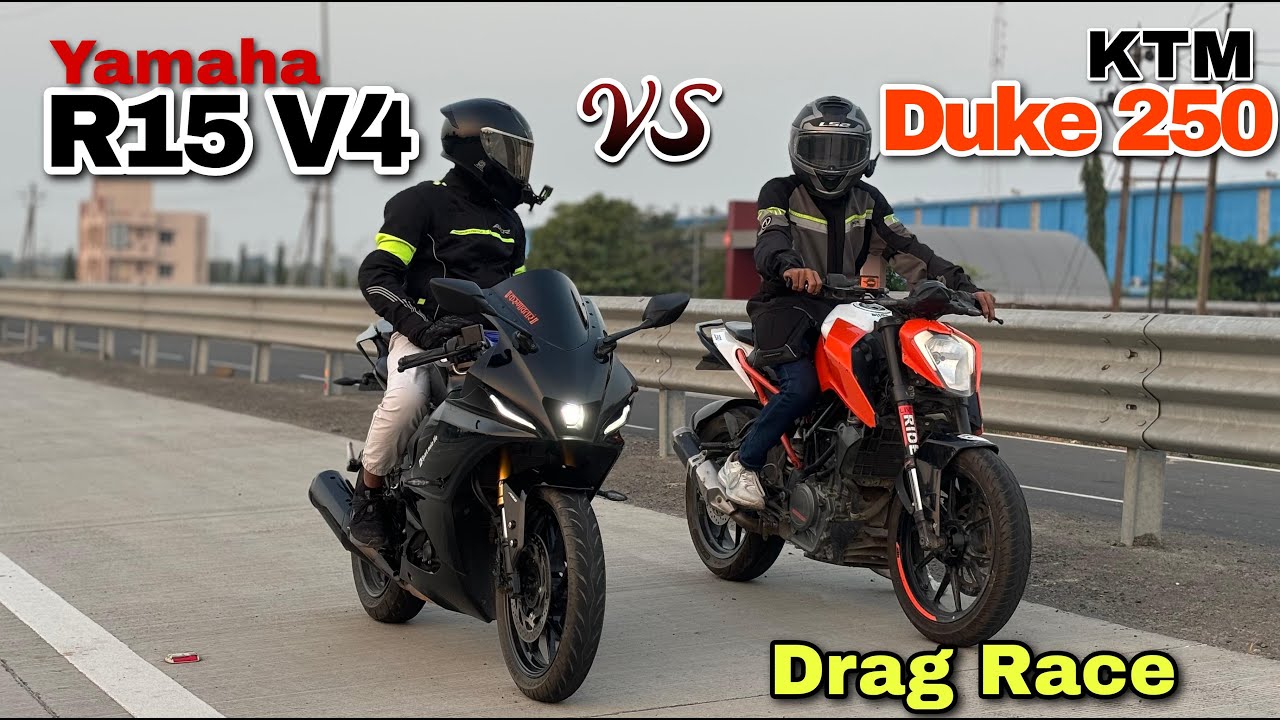 R15 V4 Vs KTM Duke 250 Drag Race | Yamaha Vs KTM | Duke BS4 | Speed Comparison