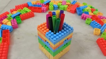 Satisfying DIY Pen Holder/ASMR Building Blocks/ relaxation #asmr#asmrsounds#buildingblocks